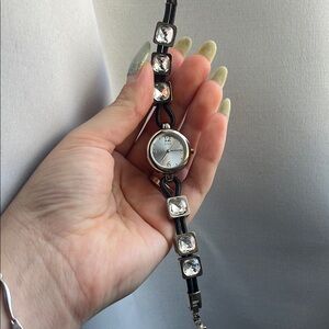 Guess Black and Silver Watch with Beaded Band